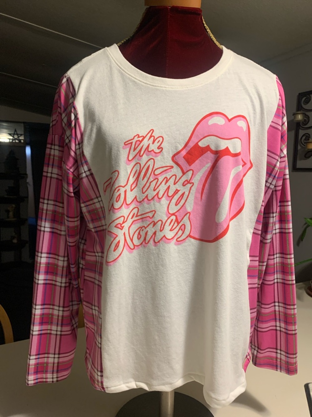 Upcycled “Rolling Stones” Tee  With Contrasting Sleeves